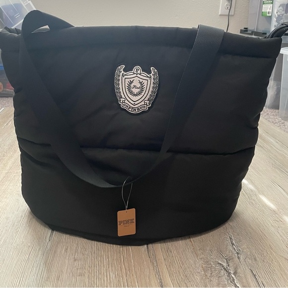 PINK Victoria's Secret Black Puffer Tote Bag - Picture 3 of 7